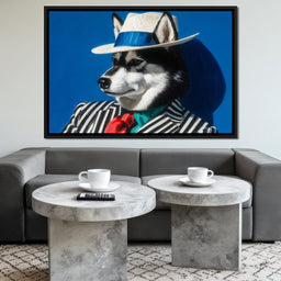Husky in Chic Fedora Style - NicheCanvas