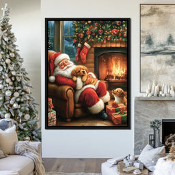 Cozy Christmas Eve With Puppies - NicheCanvas