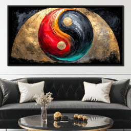 Golden Yin Yang Abstract Energy - NicheCanvas
