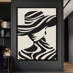 Monochrome Wind Hat Silhouette - NicheCanvas