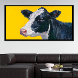 Bovine Dreams on Bright Yellow - NicheCanvas