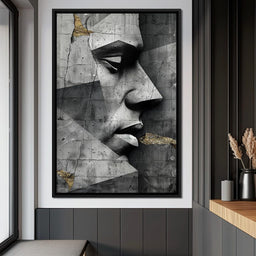 Monochrome Geometric Visage - NicheCanvas
