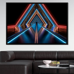 Neon Velocity Through The Infinite Corridor - NicheCanvas