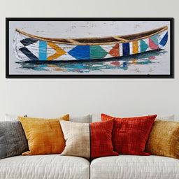 Colorful Driftwood Canoe Reflection - NicheCanvas