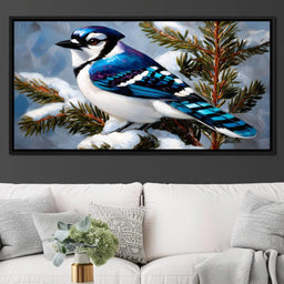 Winter Songbird on Pines - NicheCanvas