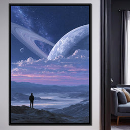 Stargazer Under Ringed World - NicheCanvas