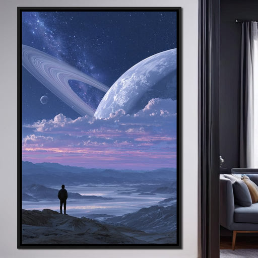 Stargazer Under Ringed World Canvas Print