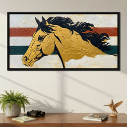 Golden Stallion Portrait - NicheCanvas