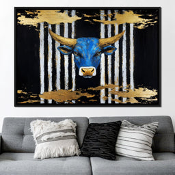 Golden Bull Radiance in Forest - Alicia Smith - NicheCanvas