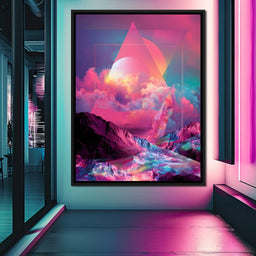 Cosmic Neon Triangle Peaks - NicheCanvas