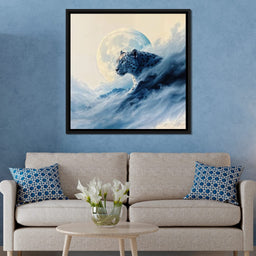 Snow Leopard Rising Through Moon Cloud - TooplesArt - NicheCanvas