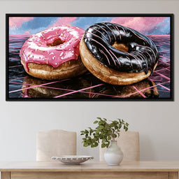 Cosmic Confectionery Over Neon Grids - NicheCanvas