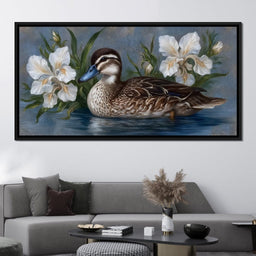 Duck Tranquility Among Petals - NicheCanvas