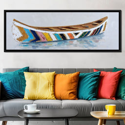 Colorful Canoe Reflections Calm - NicheCanvas
