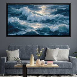 Sunlit Ocean Cresting Waves - NicheCanvas