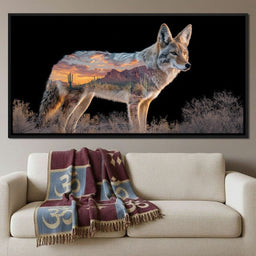 Desert Coyote Sunset Vista - NicheCanvas