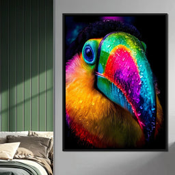 Neon Rainforest Toucan Portrait - NicheCanvas