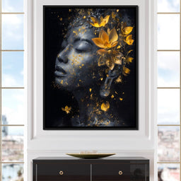 Golden Lotus Reverie Portrait - NicheCanvas