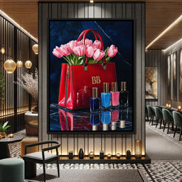 Crimson Nail Polish & Tulip Adornments - NicheCanvas