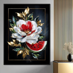 Golden Petals and Melon Muse - NicheCanvas