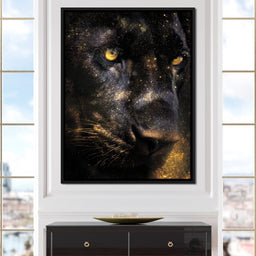 Golden Starlight Panther Portrait - NicheCanvas