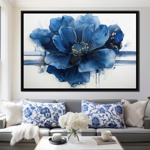 Sapphire Petals with Gold Dew Canvas Print