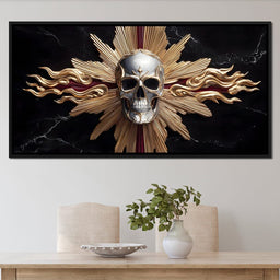 Radiant Skull of Golden Flame - NicheCanvas