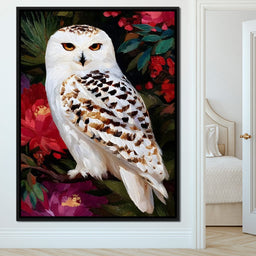 Snowy Owl Garden Blooming - NicheCanvas