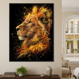 Majestic Lion Firestorm Portrait - NicheCanvas