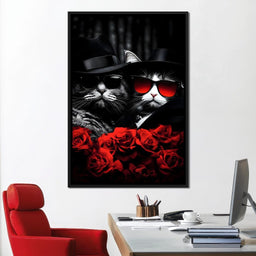 Feline Noir Enigma Roses - NicheCanvas