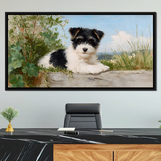 Terrier Tranquility in Bloom Canvas Print