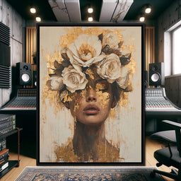 Golden Petal Visage - NicheCanvas