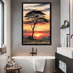 Savanna Sun Beyond The Solitary Branch - NicheCanvas