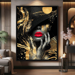 Modern Noir Gold Elegance Portrait - NicheCanvas