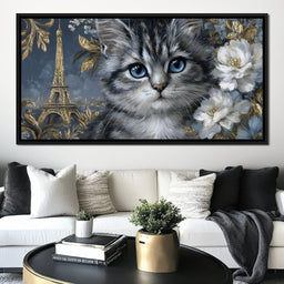 Eiffel Dreams Feline Romance - NicheCanvas