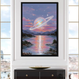 Celestial Saturn Over Waters - NicheCanvas