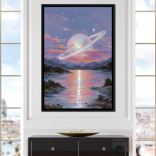 Celestial Saturn Over Waters Canvas Print