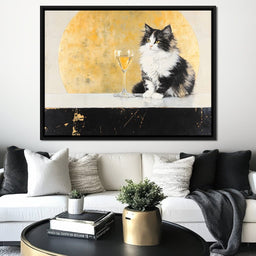 Golden Feline Elegance Scene - NicheCanvas