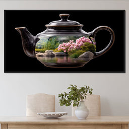 Zen Teapot Garden Reflection - NicheCanvas