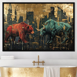 Stock Market Bear & Bull Clash - NicheCanvas