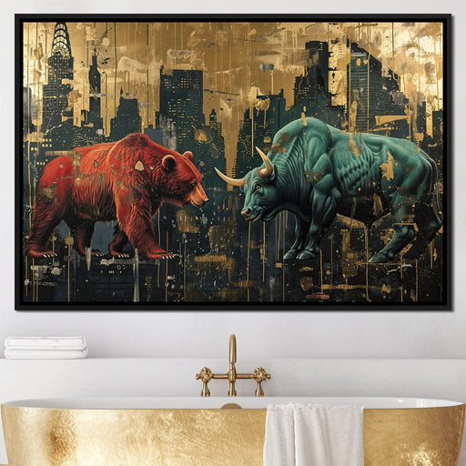 Stock Market Bear & Bull Clash Canvas Print