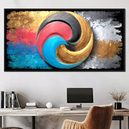 Golden Tricolor Swirl Energy Burst - NicheCanvas