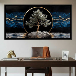 Golden Olive Tree Halo Reflection - NicheCanvas