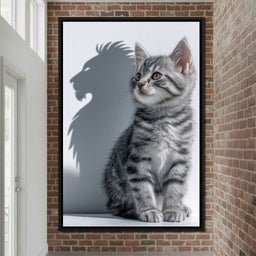 Brave Kitten Lion Shadow - NicheCanvas