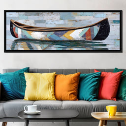 Patchwork Canoe Reflections - NicheCanvas