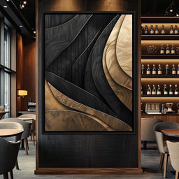 Grey and Gold Wooden Waves 004 - Johanjjf - NicheCanvas