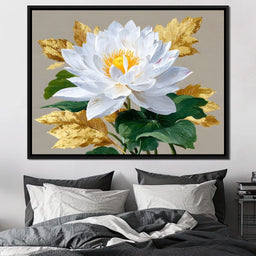 Golden Petals Lotus Elegance - NicheCanvas