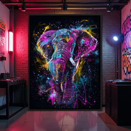 Vibrant Neon Elephant Energy - NicheCanvas