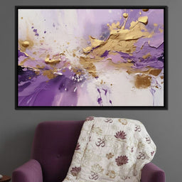 Golden Lavender Abstract Splash - NicheCanvas