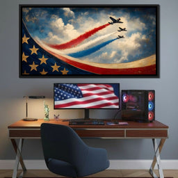 Patriots Flying Above The Clouds - NicheCanvas